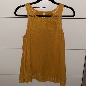 Mustard Yellow Lacey Tank Top